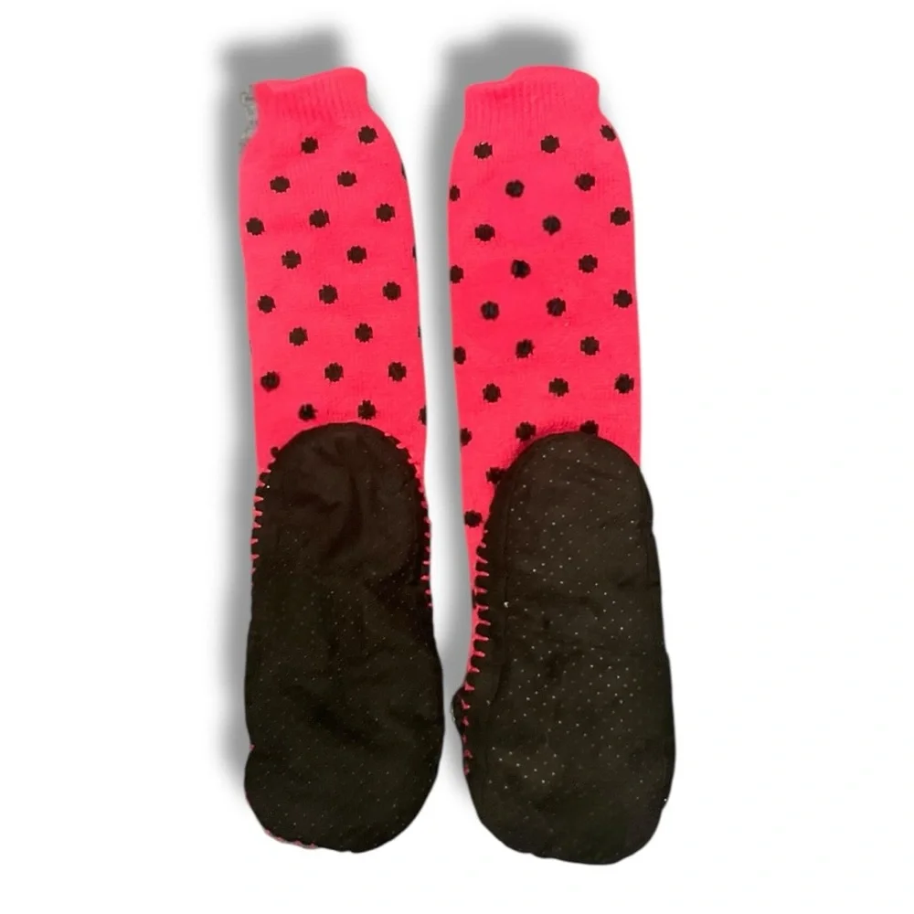 🐒🔥 Paul Frank Slipper Socks – Pink Polka Dot w/ Julius‎ Monkey Face